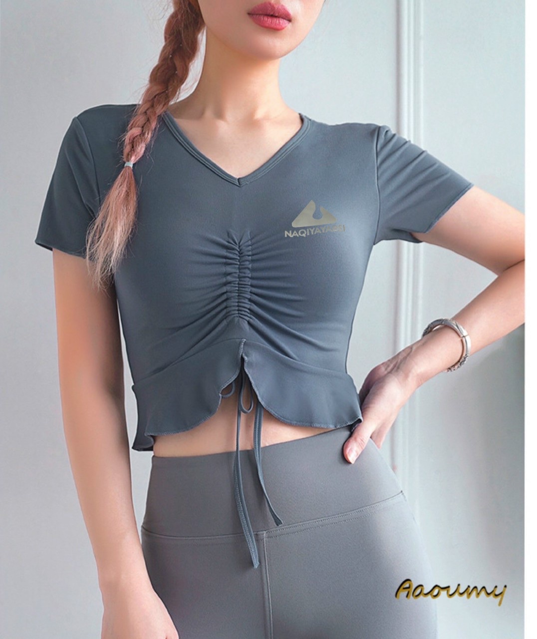 Áo croptop dây rút có mút sẵn