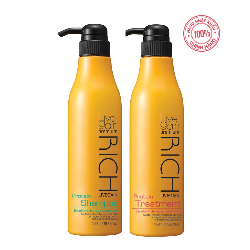 Cặp dầu gội xả livegain dưỡng chất protein 500mlx2