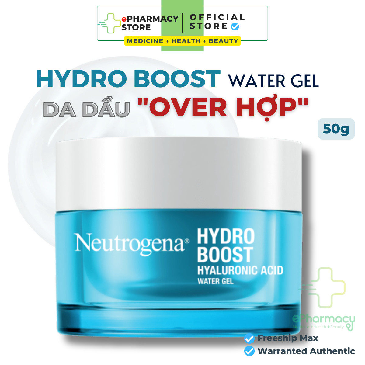 Kem Dưỡng Ẩm NEUTROGENA cấp nước da thường & da dầu - NEUTROGENA Hydro Boost Water Gel 50g