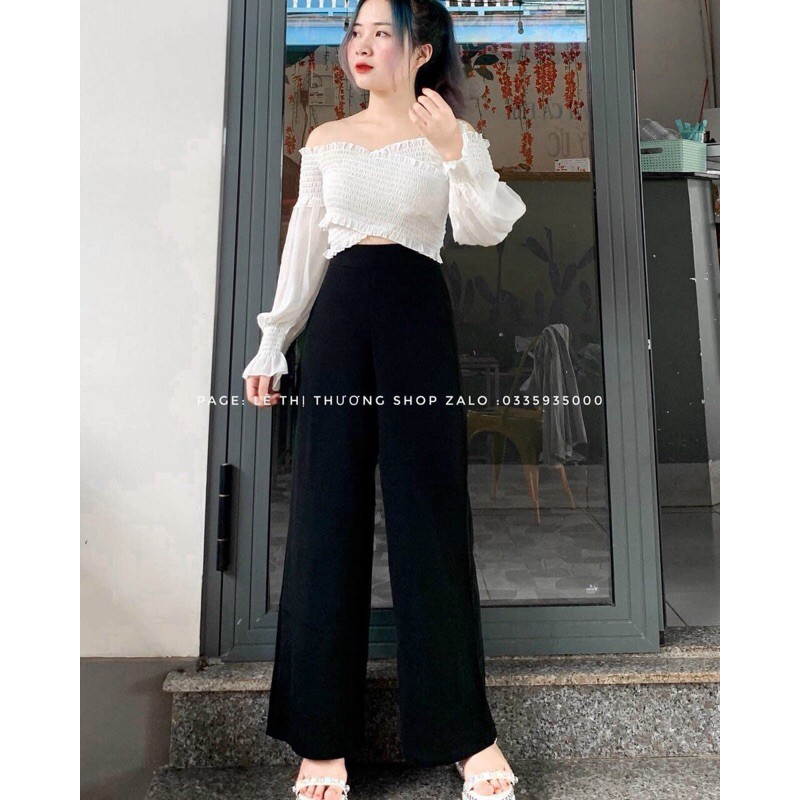 Set quần suông + áo bẹt vai đắp chéo🌞