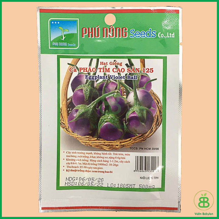 Hạt Giống Cà Pháo Tím Sai Trái, Siêu Giòn 0,5Gr