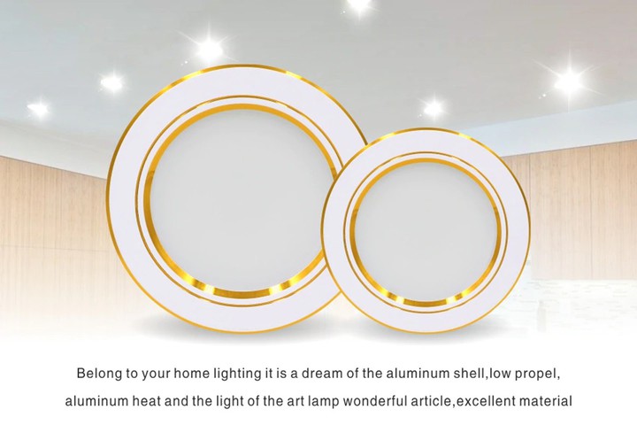 Đèn led âm trần 7w viền vàng 3 chế độ - Phi 90