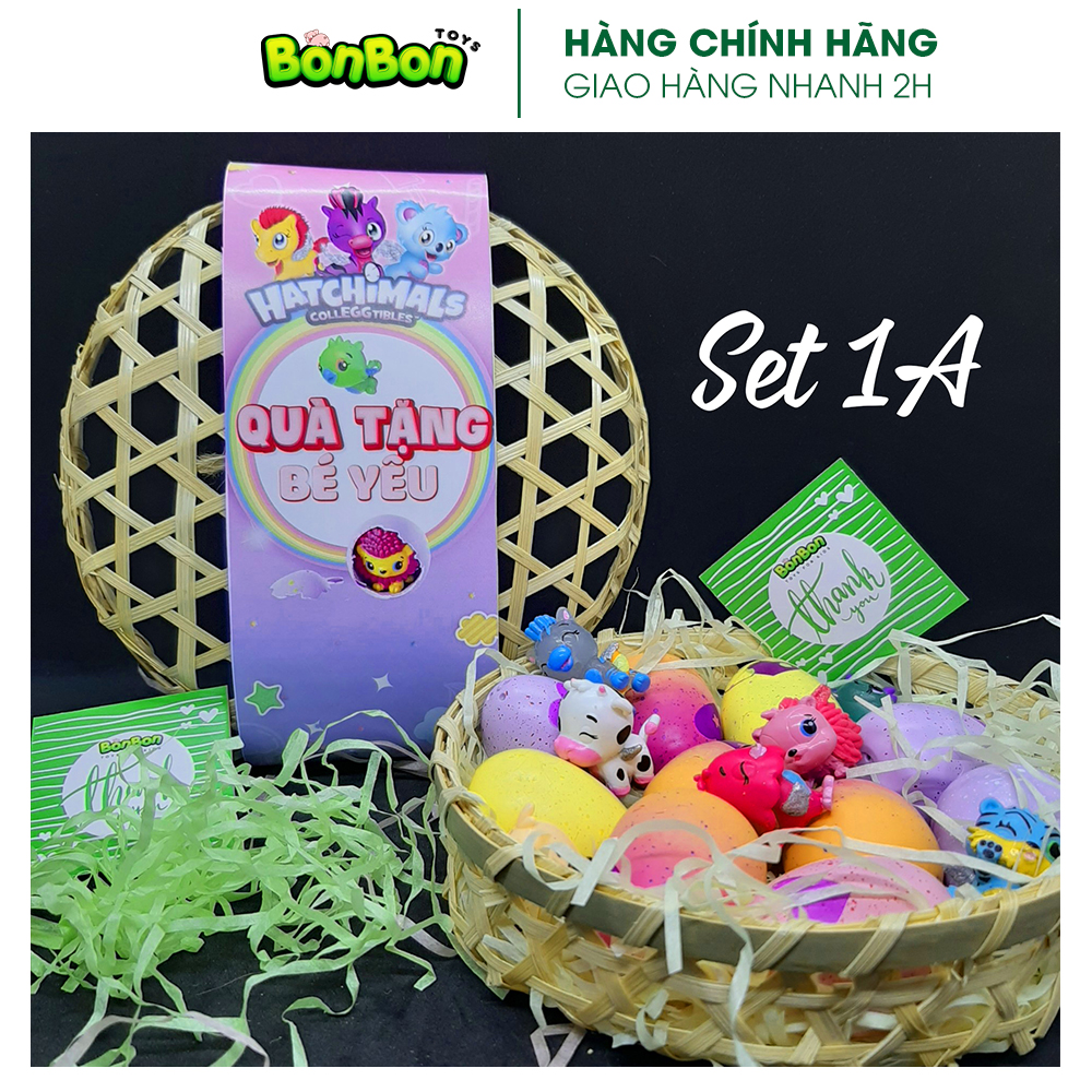 Trứng Hatchimals (đựng giỏ tre làm quà tặng bé) - giỏ 15 trứng không trùng mẫu thú