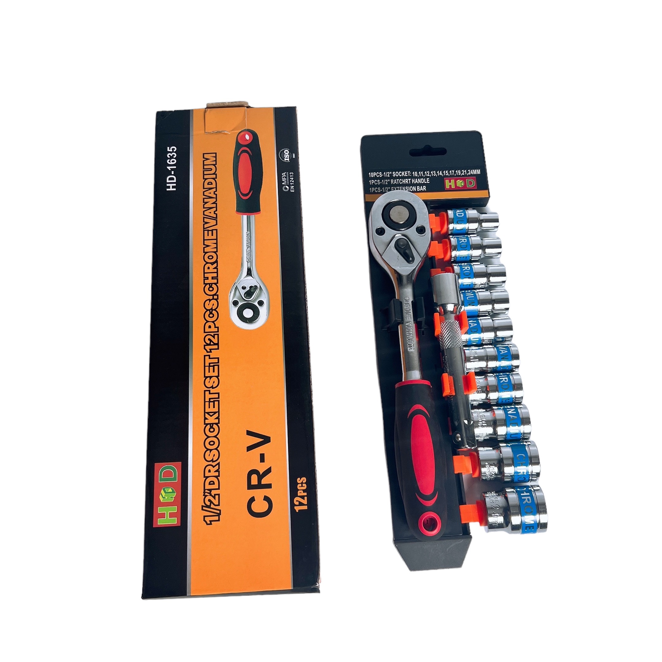 Bộ tuýp, bộ khẩu sửa chữa 12 chi tiết, thép cứng CR-V, cần tự động