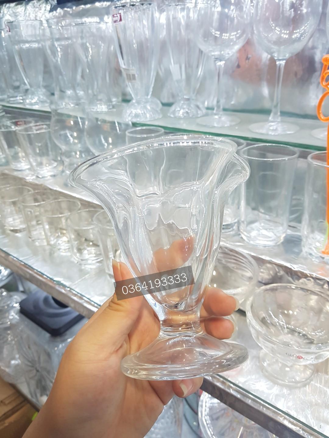 Bộ 6 Ly kem thủy tinh bông hoa 220ml