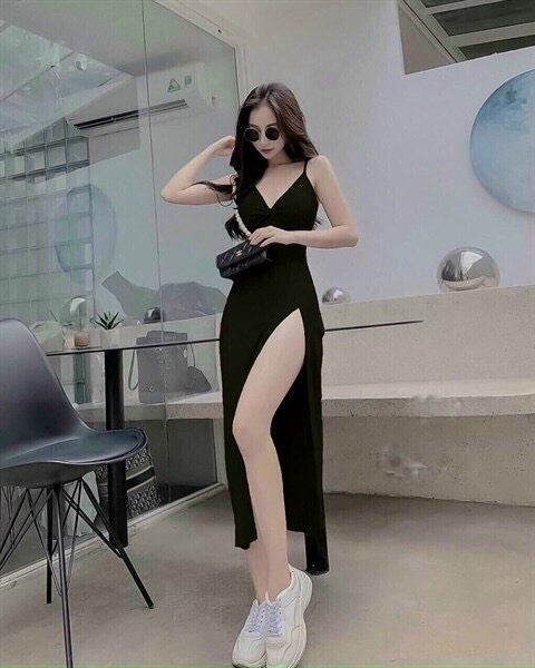 Mua đầm ôm body sexy , váy ôm eo ngắn tay dáng thiết kế xẻ tà vải thun đen  quyến rũ - S tại Xưởng Đồ Lót Hà Nội | Tiki