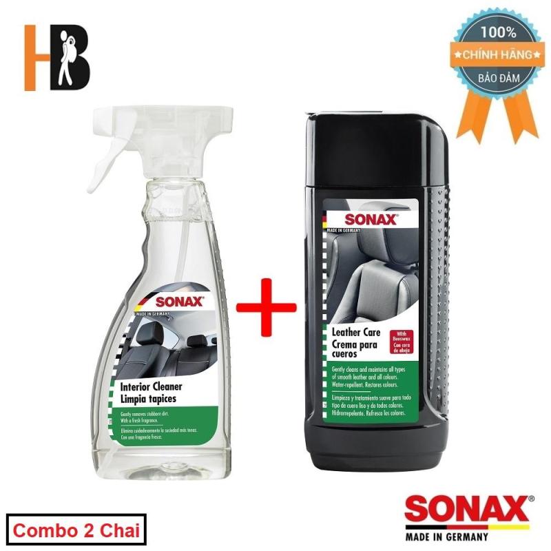 Combo Dung dịch vệ sinh nội thất xe Sonax 321200 (500ml) và Kem dưỡng ghế da Sonax 291141 (250ml)