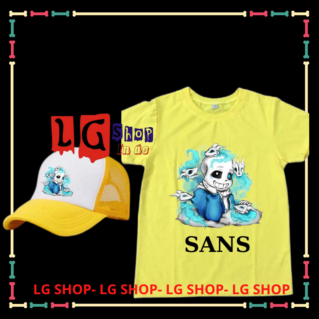 Combo Áo Thun Sans siêu hot Mũ/Nón in hình Sans siêu cute vải siêu đẹp size từ 10kg đến 90kg