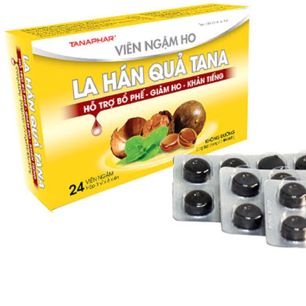 Viên ngậm ho la hán quả Tana ( KẸO NGẬM HO HỌP 24 VIÊN MÀU VÀNG )