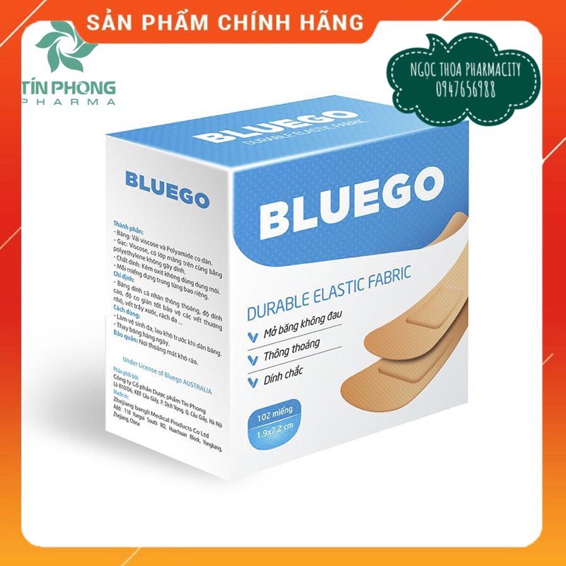 Băng keo cá nhân Bluego - hộp 102 miếng