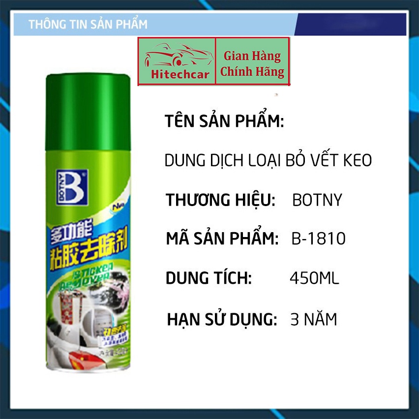 Hóa Chất Tẩy Rửa Hitechcar Chai Xịt Botny 450 Ml Tẩy Sơn, Băng Keo 3M, Nhựa Đường, Vết Băng Dính Giá Rẻ Cực Tiện Lợi