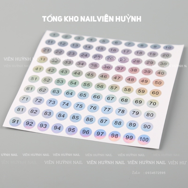 Tem số dán chai sơn , đánh dấu chai sơn gel , từ 1-200