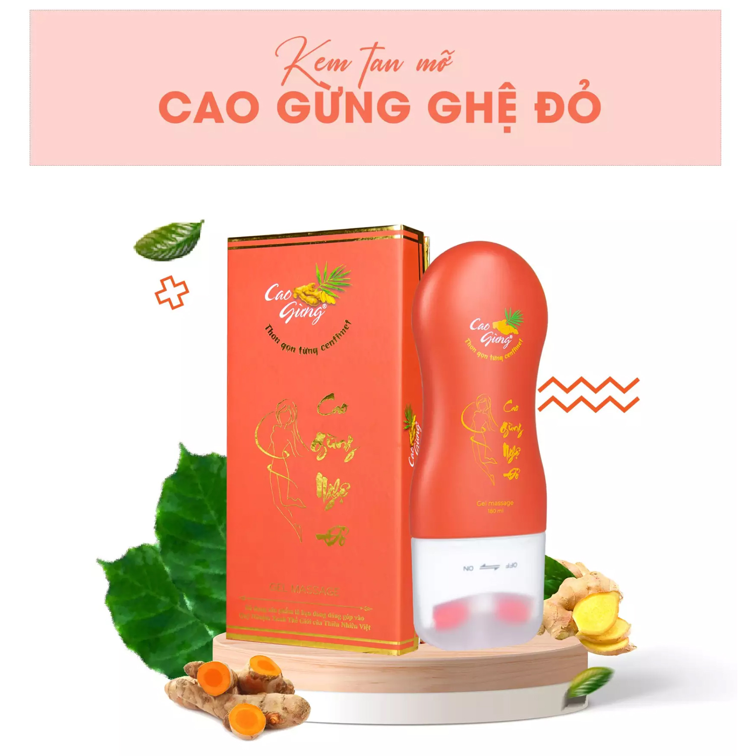 Cao Gừng Nghệ Đỏ Tan Mỡ có thanh lăn massage