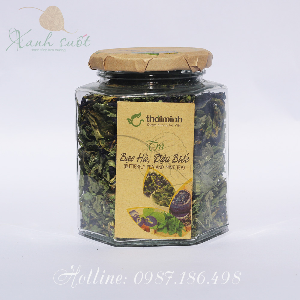 Trà hoa đậu biếc & bạc hà sấy lạnh- butterfly pea & mint tea