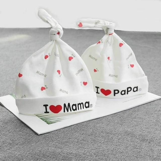 Nón sơ sinh I love mama papa 0-3 tháng