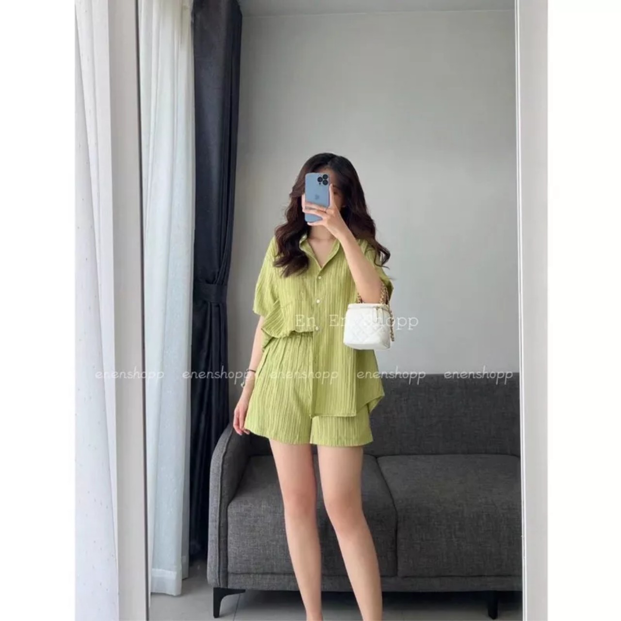 Set Quần Đùi Vải Đũi Mát Lạnh