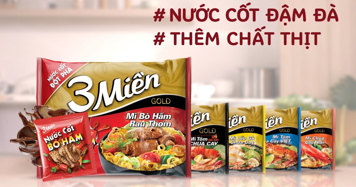Thùng 30 gói mì tôm 3 miền- mì bò rau thơm 75G