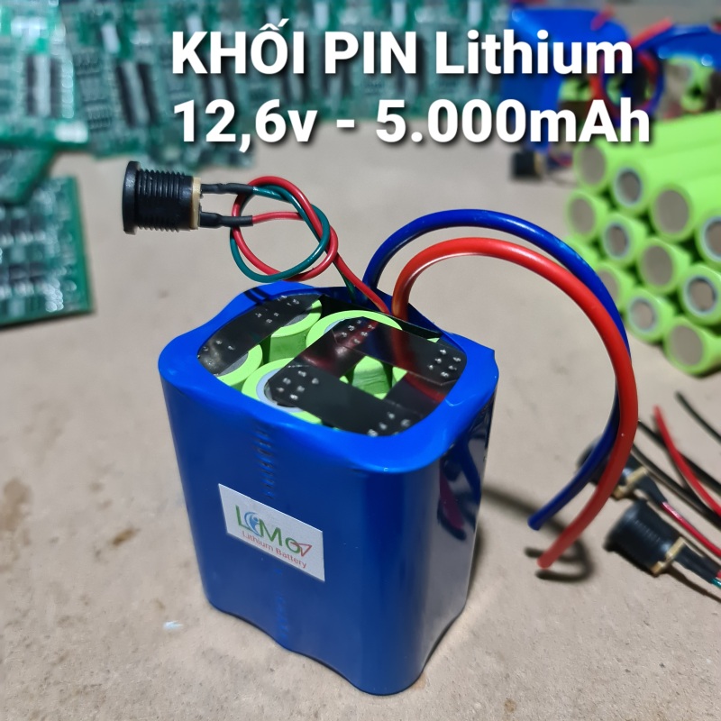 Khối pin Lithium 12,6v 5000mAH Pin mới, dung lượng lớn, dòng xả cao (Mua 2 khối pin được tặng 1 máy sạc pin lithium 3s 12,6v). LiMo - Lithium Batery