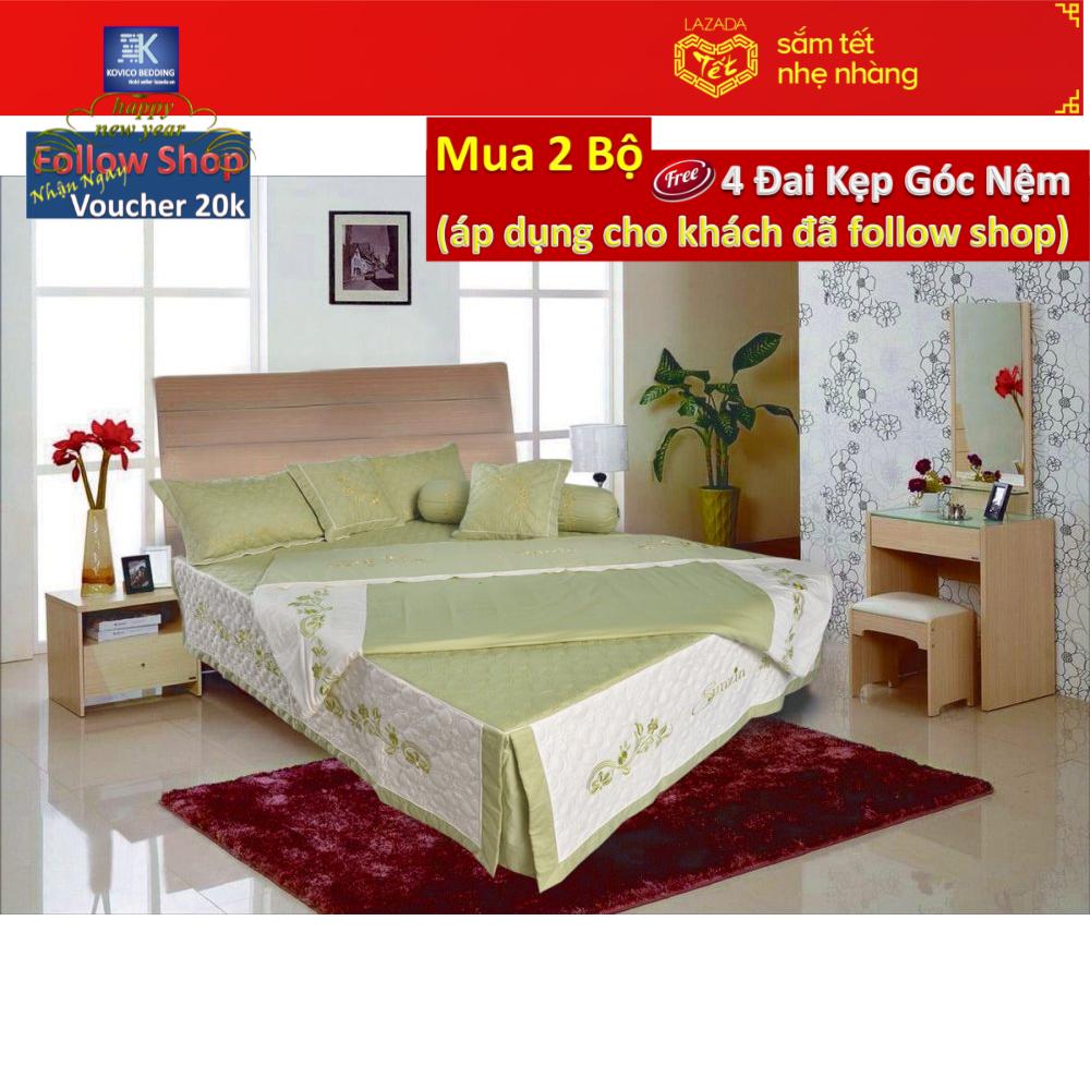 Bộ chăn ga gối 5 món sunzin KBGX-021A (Cốm phối kem )