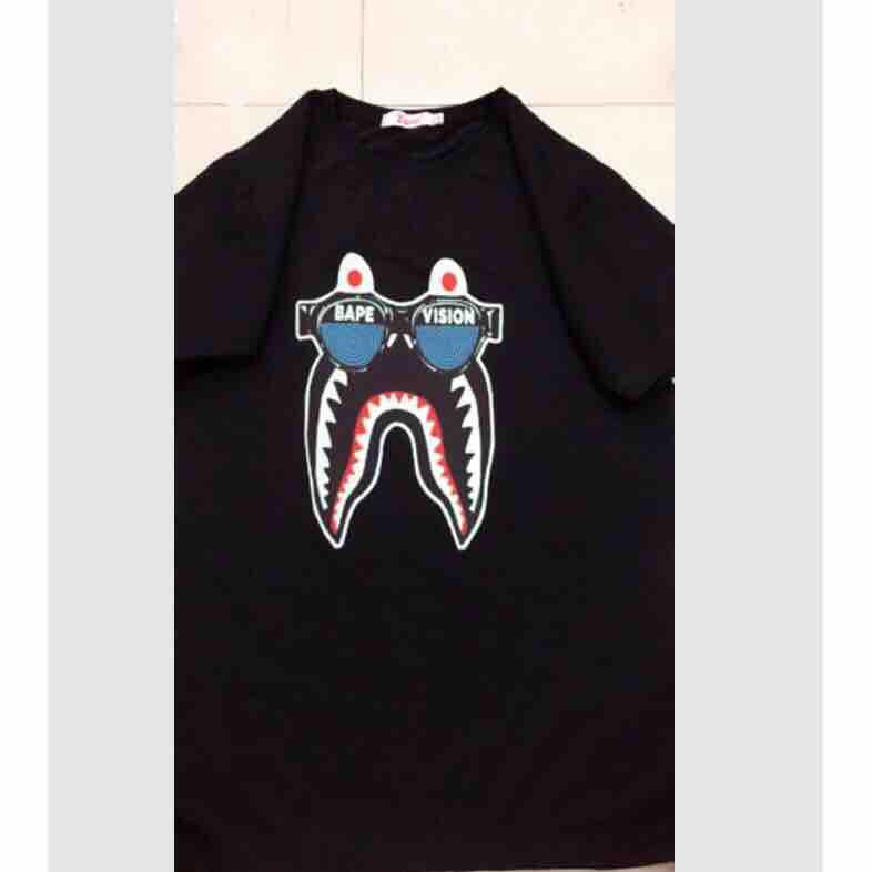 ( có big size đến 100kg) Áo thun nam nữ ba. be cá mập đen