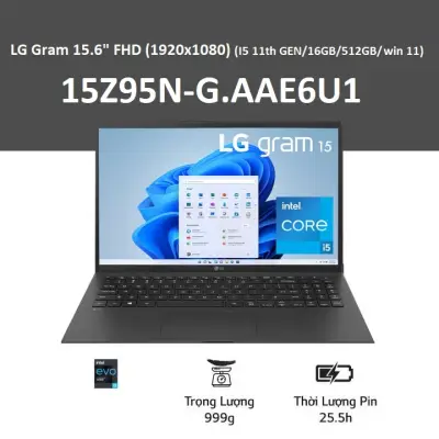 Laptop LG Gram IPS LCD FHD (1920x1080) 15.6 inches (i5 11th/16GB/512GB SSD) l 15Z95N-G.AAE6U1