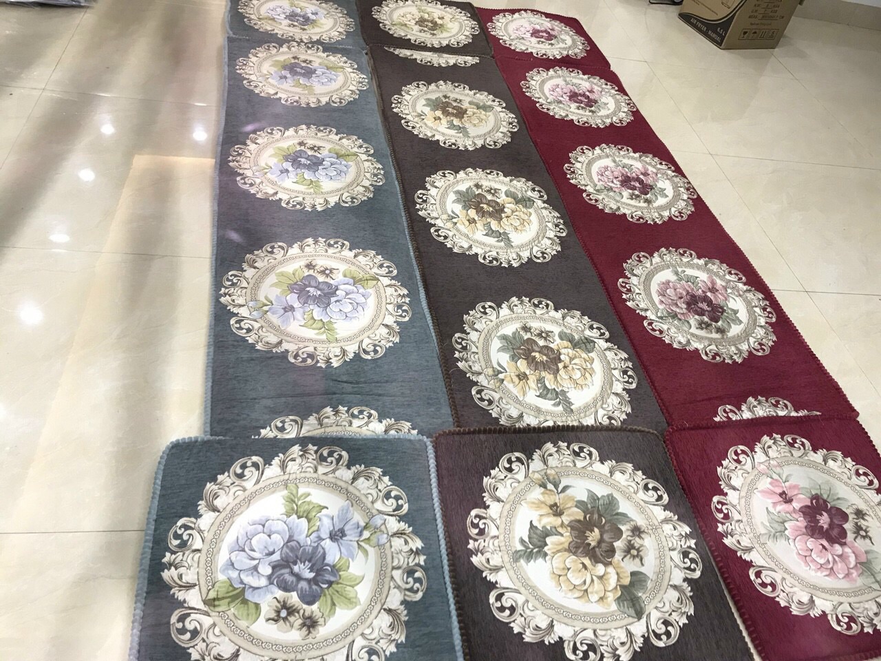 Bộ thảm ghế Tây âu hoa nổi 5D 2m2x55