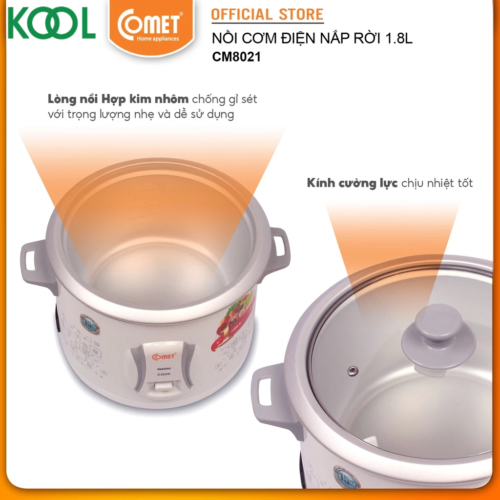 Nồi cơm điện nắp rời 1,8L COMET - CM8021