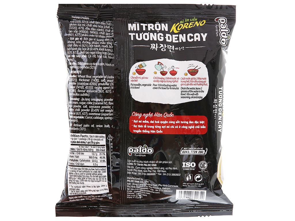 [Siêu thị WinMart] - Mì trộn tương đen cay koreno gói 78g