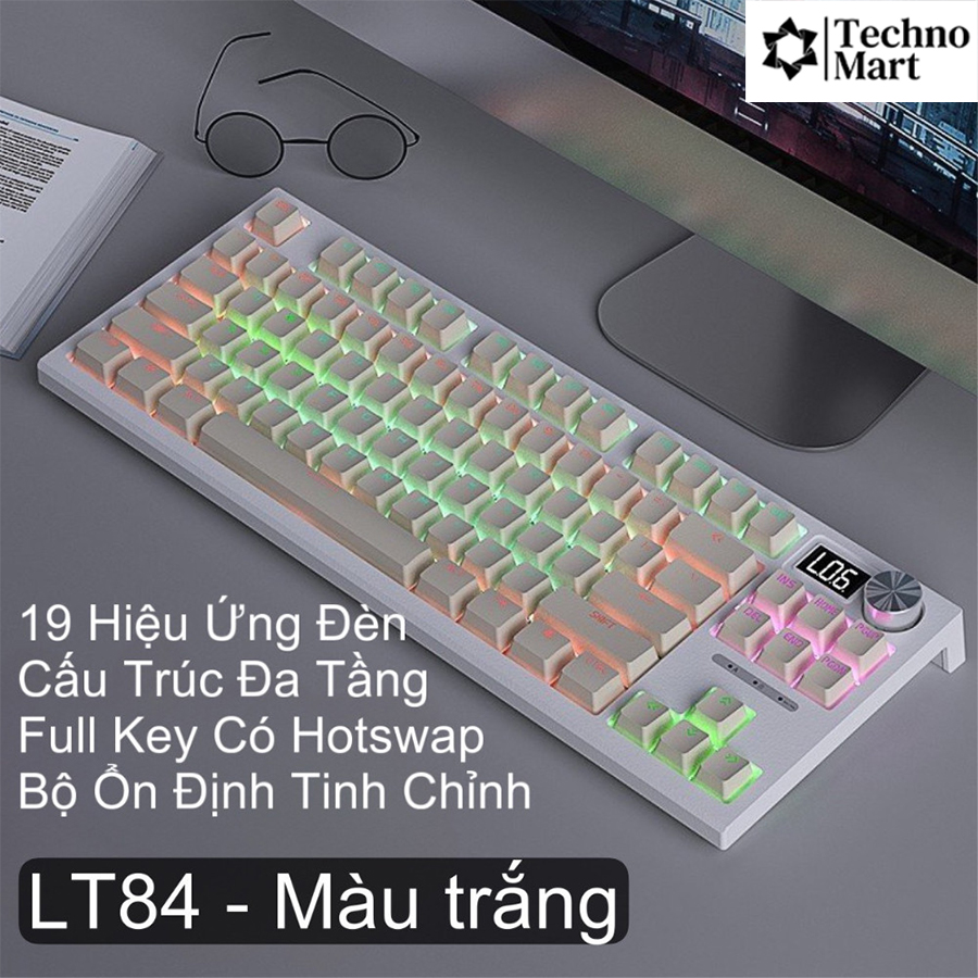 Bàn Phím Cơ Langtu LT84 SMART TECH - Bàn Phím Có Dây/ Không Dây Bluetooth - Full Key Hotswap - RGB - Có Núm; Chuột Máy Tính Gaming Langtu G3 Có Dây - Không Dây Chính Hãng  Có Đèn Led RGB