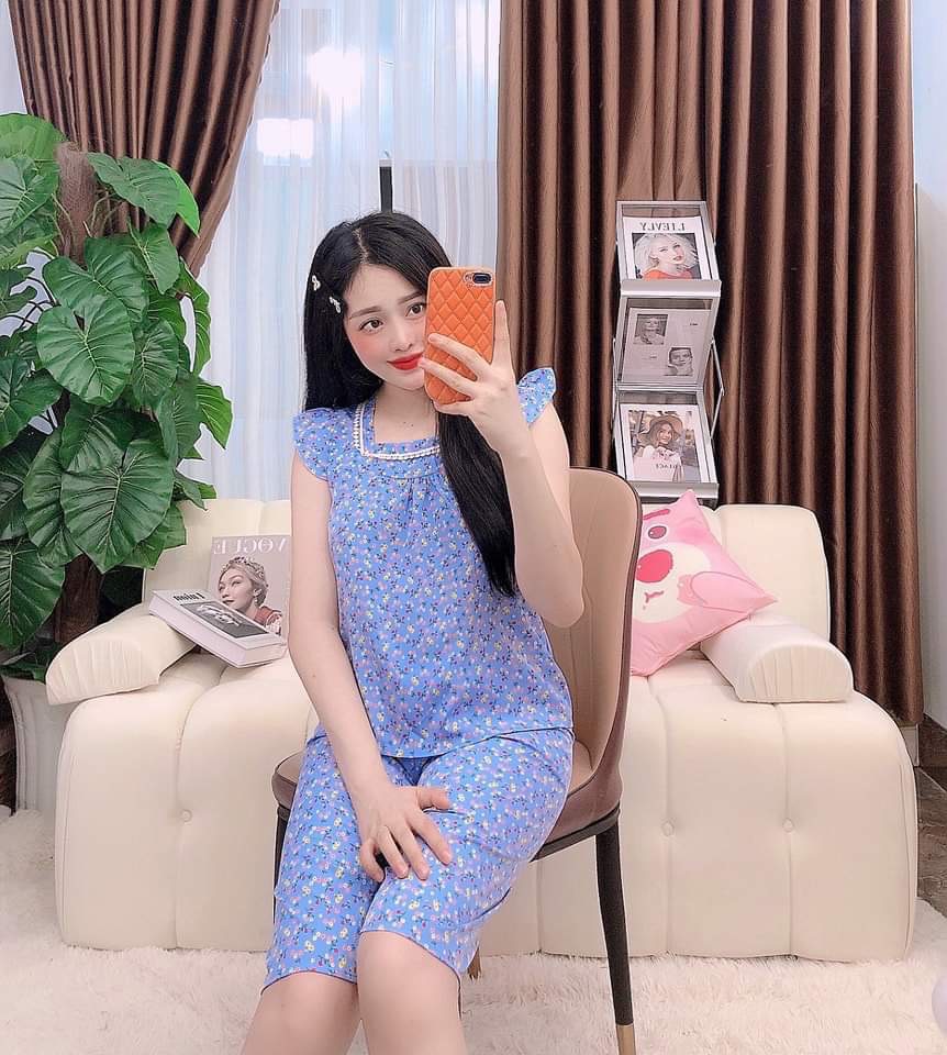 Bộ đồ nữ,Set bộ Lửng tay cánh tiên freesize dưới 53kg vải lụa hàn