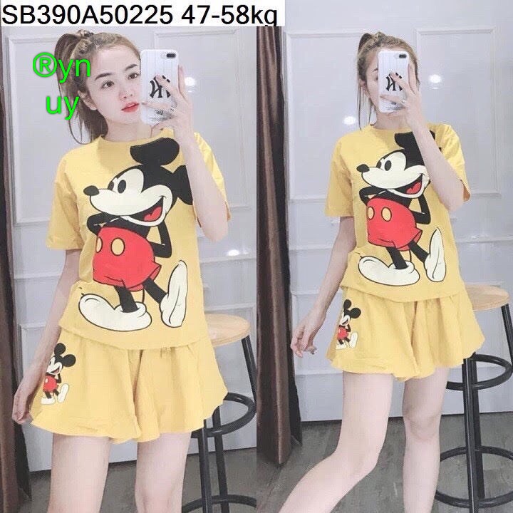 Bộ thun cotton in hình mickey điệu đà TTSLA0191