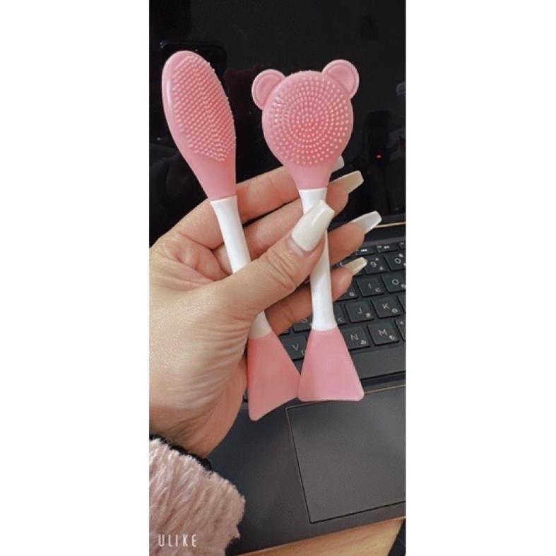 Cọ rửa mặt kiêm đắp mặt nạ 2 đầu silicon