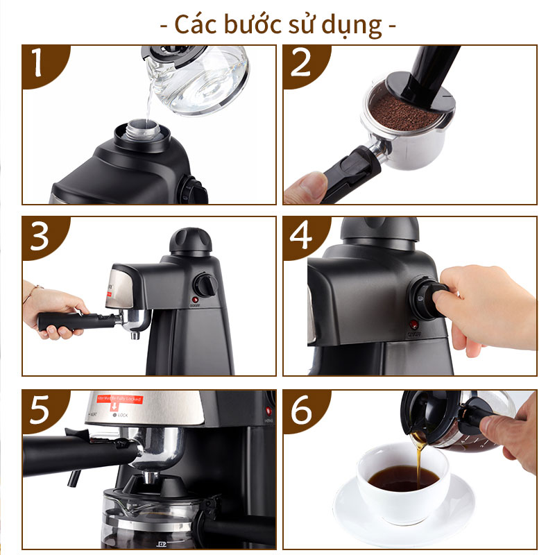 Máy Pha Cà Phê Mini 800ml Bình Pha Cà Phê 4 cups Máy Pha Cà Phê Espresso 3.5 bar Electric Coffee Machine