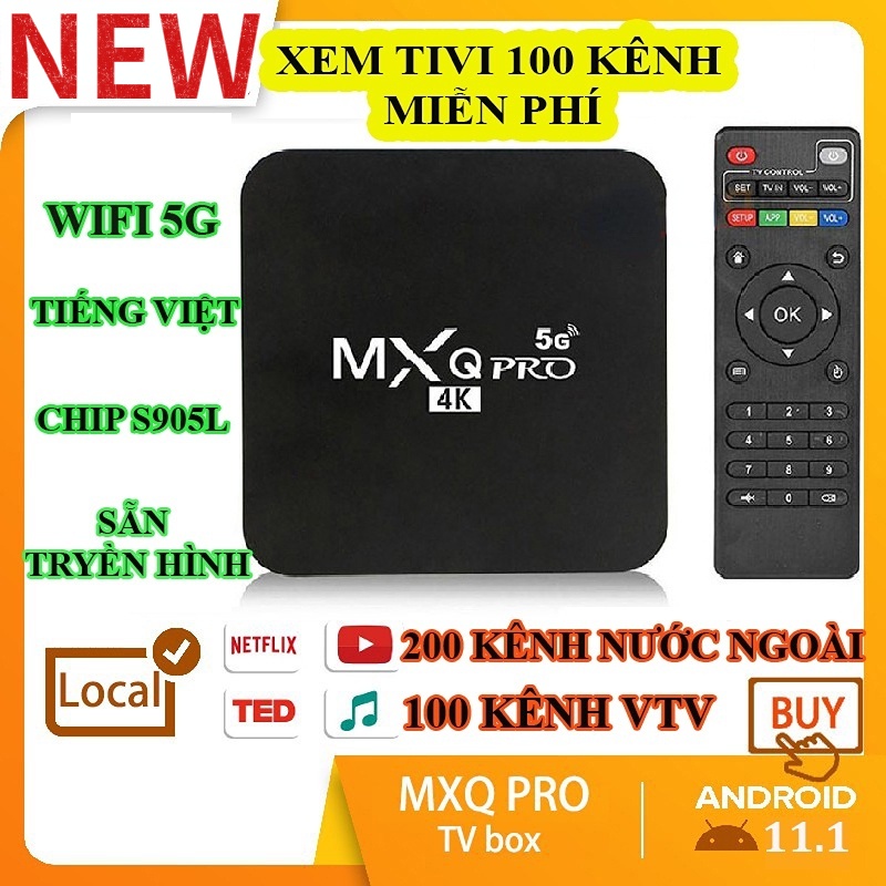 MXQ PRO 4K Hàng chính hãng ENYBOX KẾT NỐI CHO TẤT CẢ TV RAM2G+16G ANDROID 11