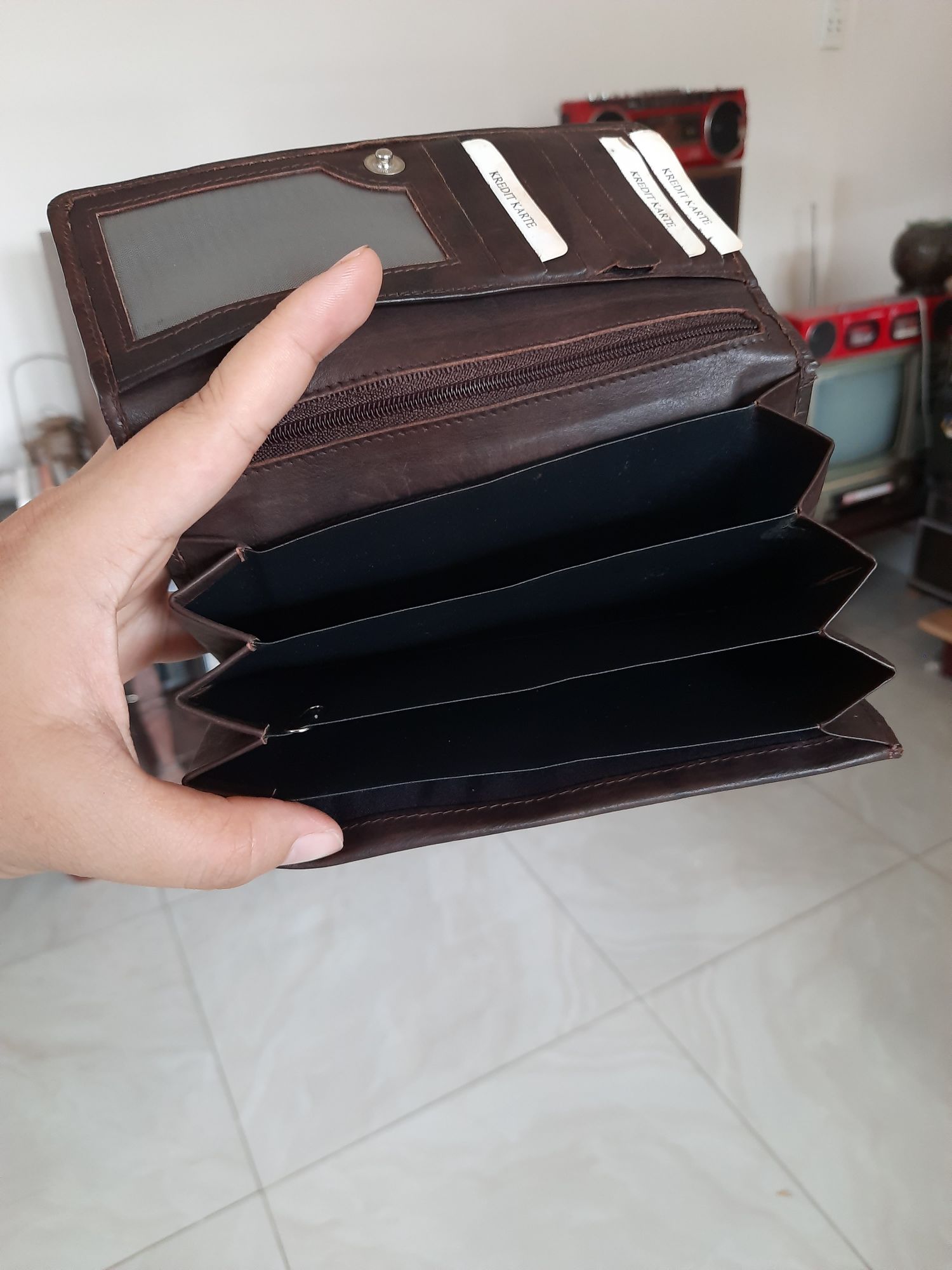 ví dài hàng si da thật hiệu