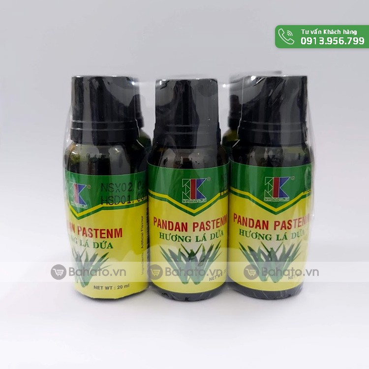 Hương lá dứa có màu xanh 20ml (lốc 6 lọ)