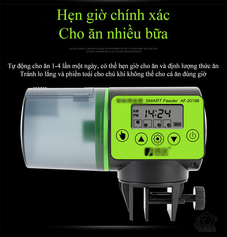 Pktl- máy cung cấp thức ăn cho cá tự động lcd