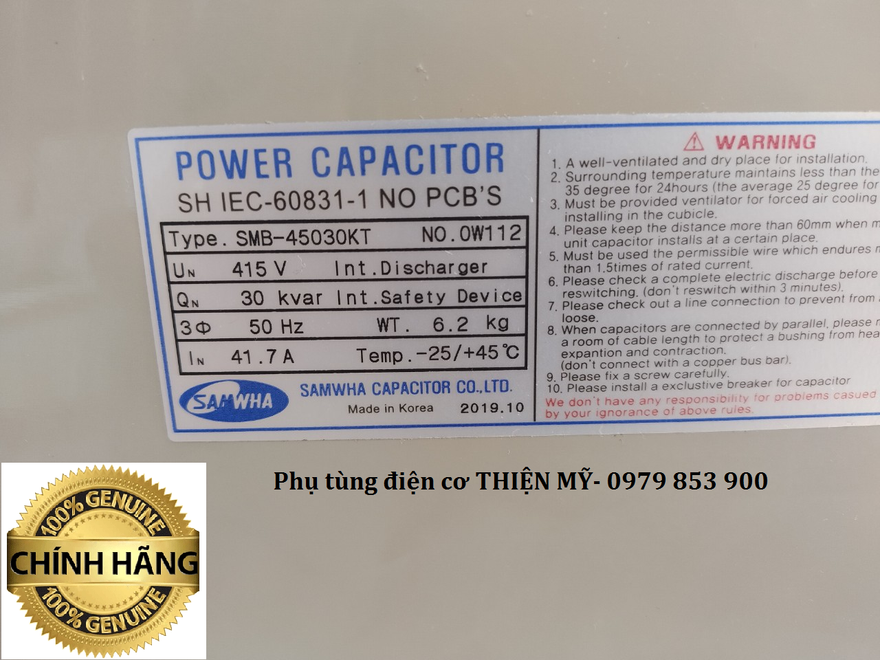 [CHÍNH HÃNG] Tụ bù samwha - 3 pha 415v-50hz -30Kvar