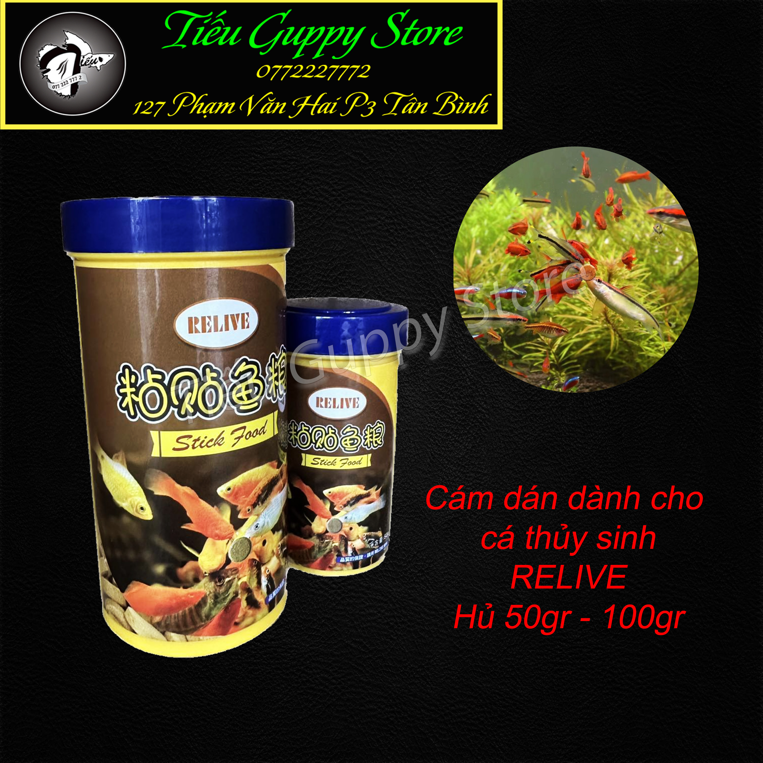 Cám dán relive - thức ăn dán kính chuyên dụng cho hồ thuỷ sinh