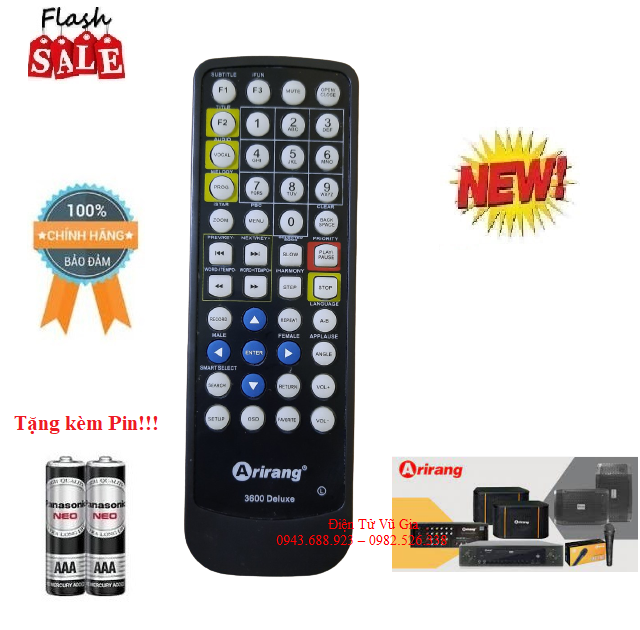 Remote điều khiển dàn Karaoke Arirang 3600 Deluxe- Hàng chính hãng mới 100% tặng kèm pin