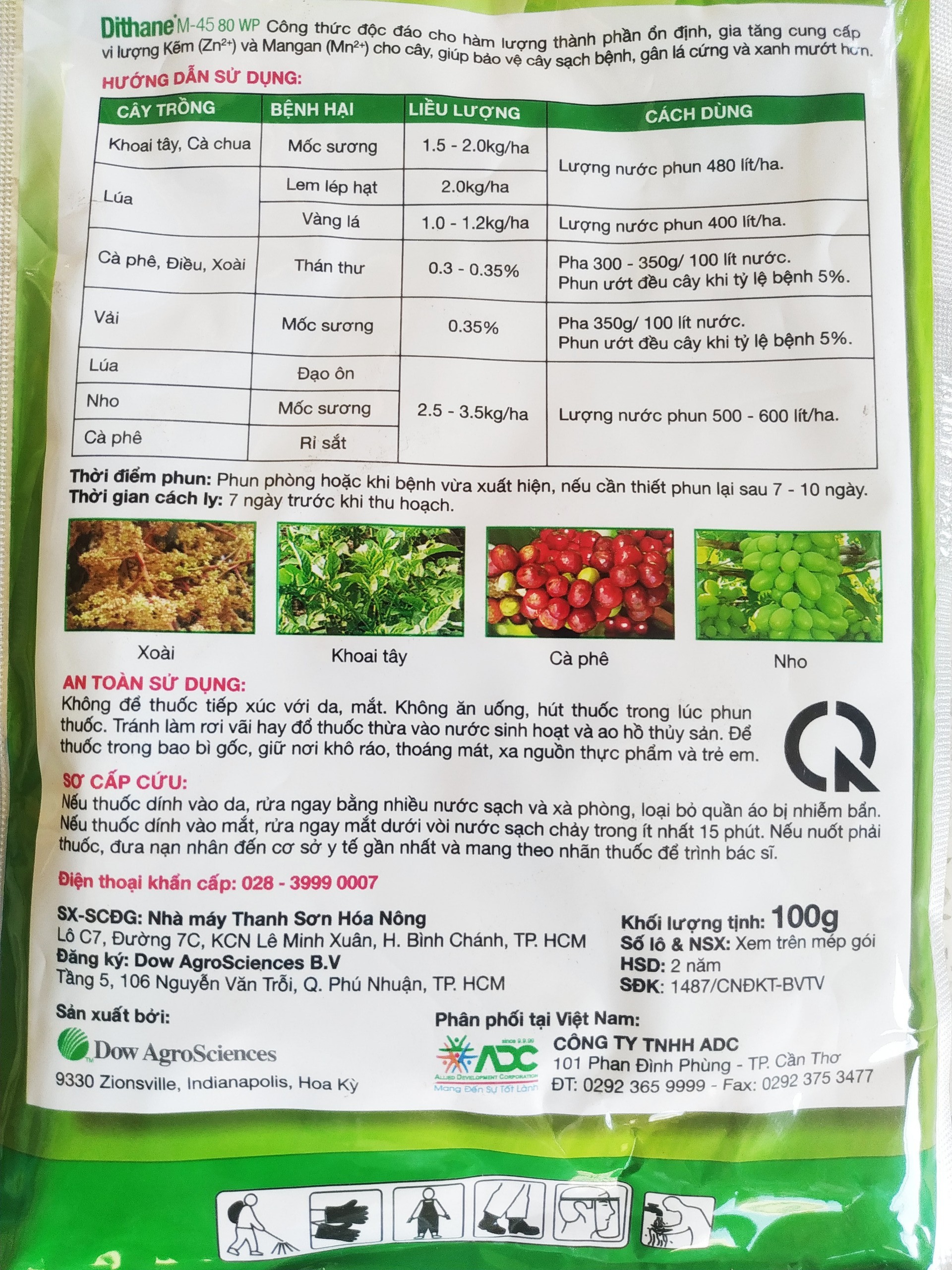 Thuốc trừ bệnh cây trồng Dithane Xanh - ADC