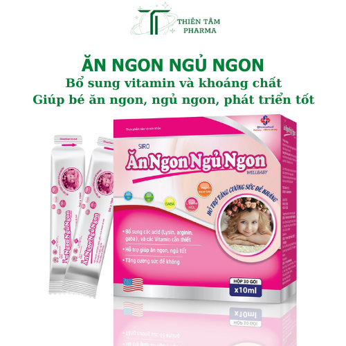 Ăn ngủ ngon cho trẻ. Siro Ăn ngon ngủ ngon. tăng đề kháng cho bé. hộp 20 ống.