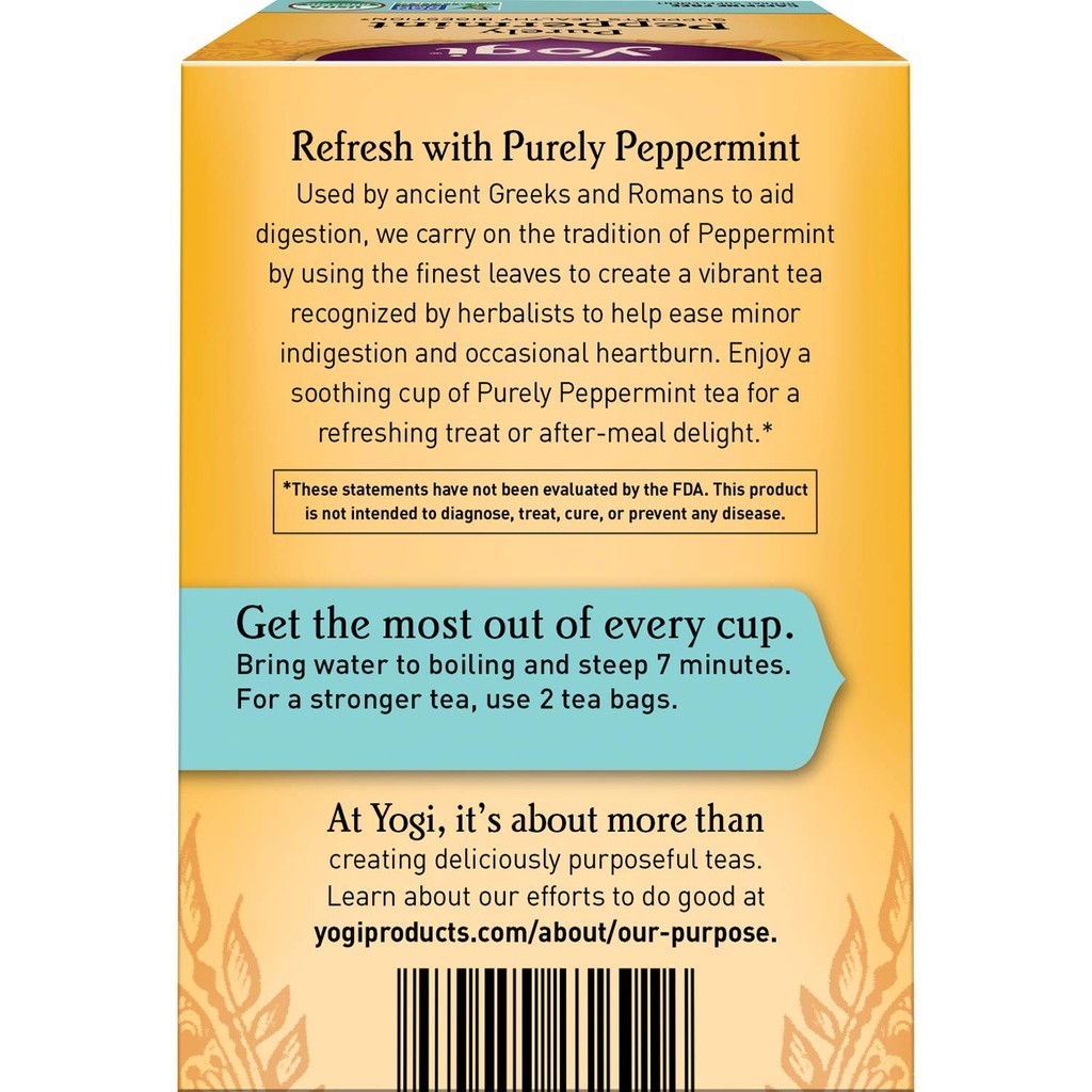 Trà hữu cơ bạc hà (Purely Peppermint Tea) - Yogi - 16bags