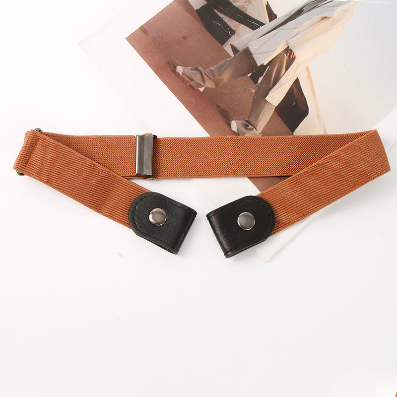 Good-Hause fashion women solid color stretch elastic waist belt with button closure convenient!