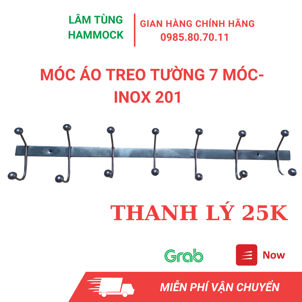 Thanh lý Móc Áo Treo tường, móc áo chất liệu Inox 201, Móc áo inox 7 móc