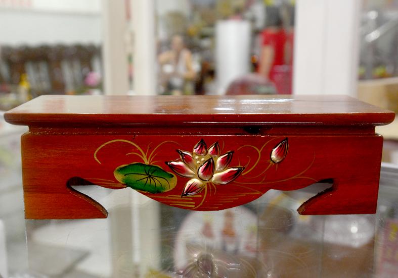 [HCM]Đôn gỗ dài khắc hoa sen nổi đặt tượng thờ-Nhiều cỡ