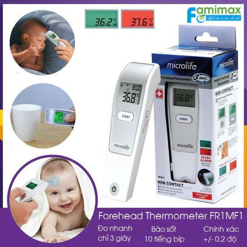 Giá bán Nhiệt kế hồng ngoại đo trán Microlife FR1MF1 Thụy Sĩ ( Bảo Hành 24 Tháng ).Nhiệt Kế Điện Tử Đo Trán.Nhiệt Kế đo trán cho kết quả chính xác .