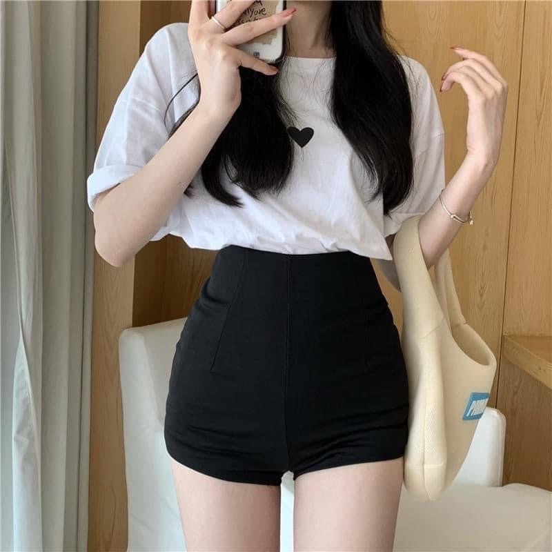 Quần short lưng cao co giãn có bigsize 70kg quần đùi nữ dáng ôm khóa kéo dễ phối đồ