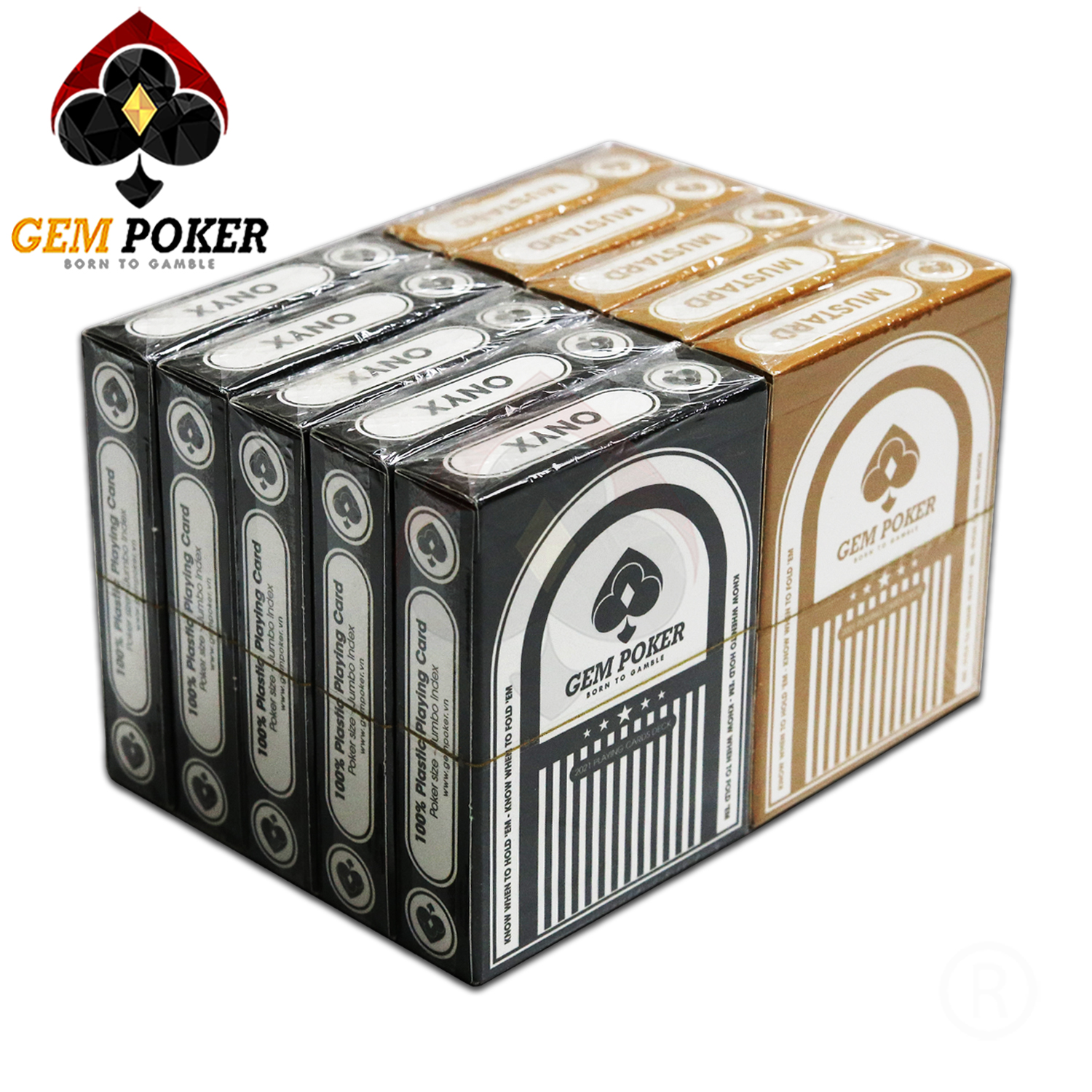 BÀI GEM POKER ONYX & MUSTARD 100% PLASTIC
