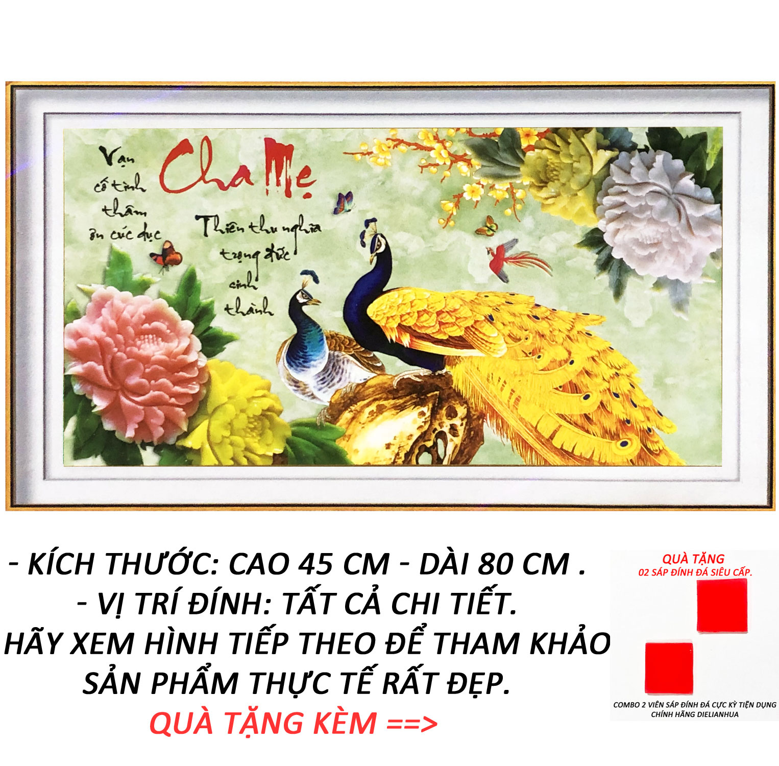 Tranh Đính Đá Cha Mẹ Là Hạnh Phúc Yêu Thương 18 (Kèm Quà Tặng) - Tranh Minh Hiền (TỰ ĐÍNH ĐÁ)